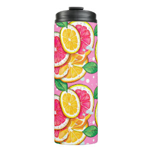 Citrus Pink Polka Dot  Thermal Tumbler