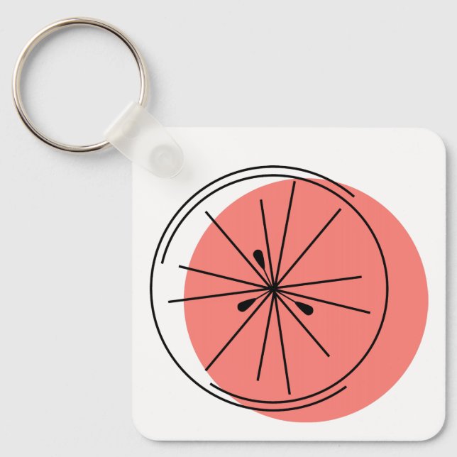 Citrus Pink Text keychain aluminium square (Front)