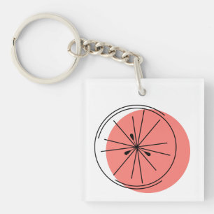 Citrus Pink Text square double-sided Key Ring