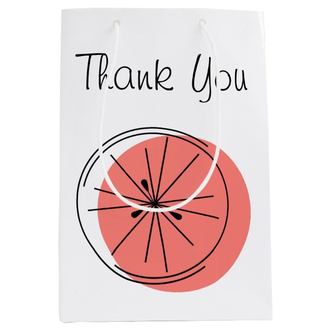 Citrus Pink Thank You gift bag medium (Front)