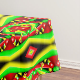 Citrus Red Yellow Bubbles And Stripes Abstract Art Tablecloth