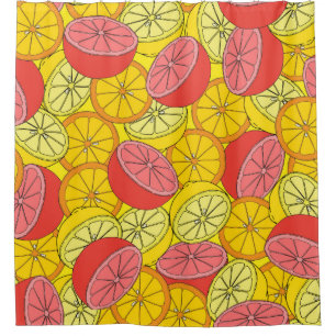 Citrus seamless pattern many oranges, lemons, grap shower curtain