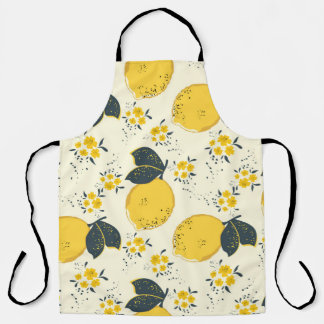Citrus seamless pattern with colorful yellow lemon apron