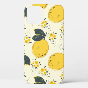 Citrus seamless pattern with colourful yellow lemo iPhone 12 case