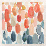 Citrus Season - Coral and Blue Stones Glass Coaster<br><div class="desc">Citrus Season II by Chariklia Zarris. Watercolors are used to create various stone-like shapes in corals and blues.</div>