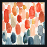 Citrus Season - Coral and Blue Stones Poster<br><div class="desc">Citrus Season II by Chariklia Zarris. Watercolors are used to create various stone-like shapes in corals and blues.</div>