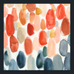 Citrus Season - Coral and Blue Stones Poster<br><div class="desc">Citrus Season II by Chariklia Zarris. Watercolors are used to create various stone-like shapes in corals and blues.</div>
