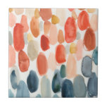 Citrus Season - Coral and Blue Stones Tile<br><div class="desc">Citrus Season II by Chariklia Zarris. Watercolors are used to create various stone-like shapes in corals and blues.</div>