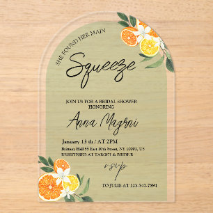 Citrus She Found Her Main Squeeze Bridal Shower  Acrylic Invitations