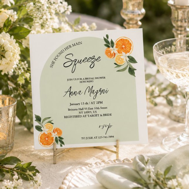 Citrus She Found Her Main Squeeze Bridal Shower  Invitation (She Found Her Main Squeeze Bridal Shower Invitation)
