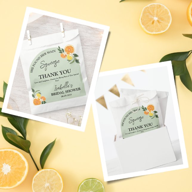 Citrus She Found Her Main Thank You Bridal Shower Favour Bags (Citrus She Found Her Main Thank You Bridal)