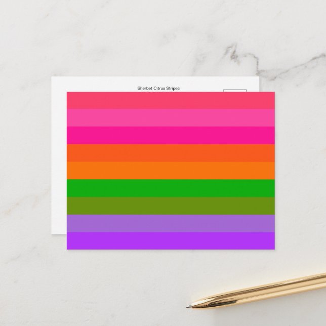 Citrus Sherbet Stripes Postcard (Front/Back In Situ)