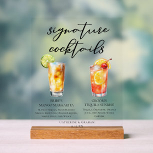 Citrus Signature Cocktails Summer Wedding Acrylic Sign
