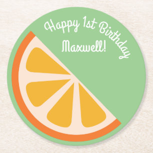 Citrus Slice Birthday Party Round Paper Coaster