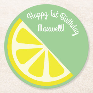 Citrus Slice Birthday Party Round Paper Coaster