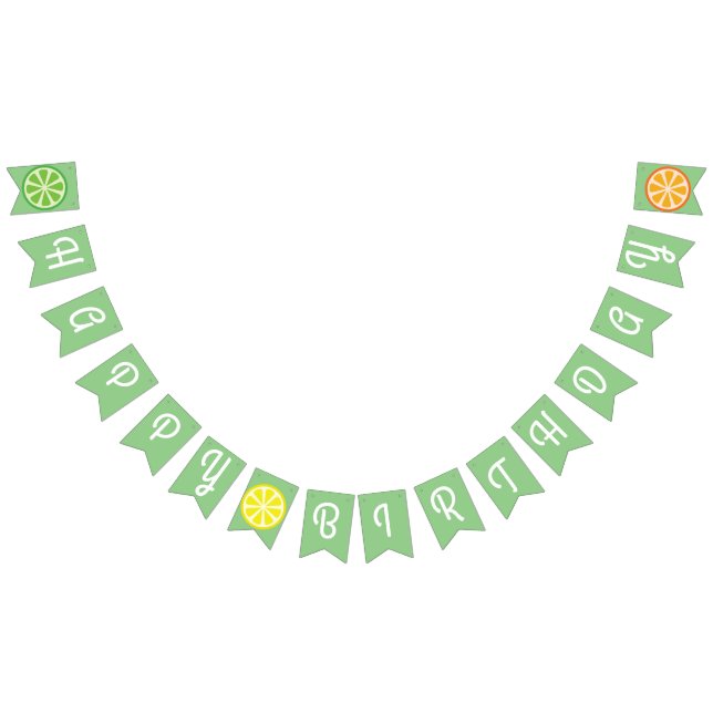 Citrus Slice Fruit Happy Birthday Bunting Banner (All)