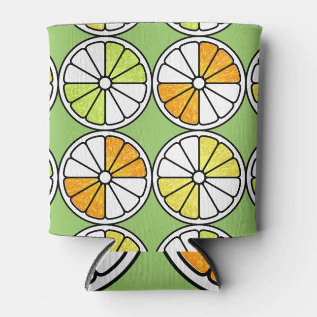 Citrus Slice Fruit, Summer Seamless. Can Cooler (Front)