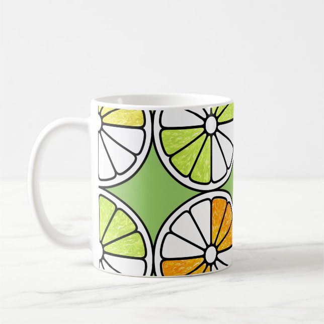 Citrus Slice Fruit, Summer Seamless. Coffee Mug (Left)