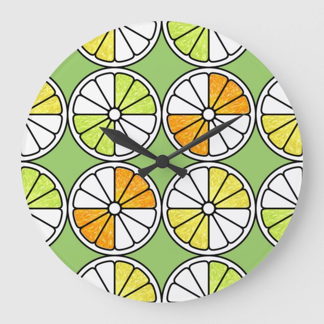 Citrus Slice Fruit, Summer Seamless. Large Clock (Front)