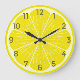 Citrus Slice Yellow Lemon Mediterranean Accent Large Clock