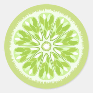 Citrus Slices Green Lime Classic Round Sticker