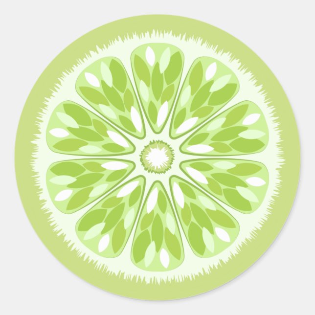 Citrus Slices Green Lime Classic Round Sticker (Front)