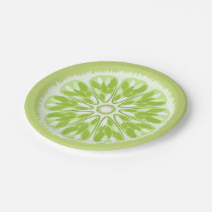 Citrus Slices Green Lime Paper Plate