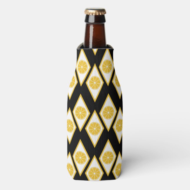 Citrus Slices in Modern Diamond Pattern Bottle Cooler (Bottle Front)