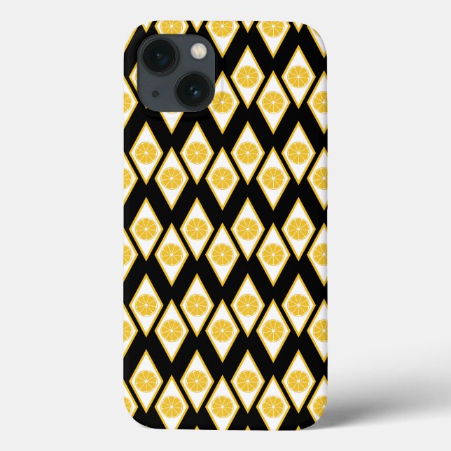 Citrus Slices in Modern Diamond Pattern Case-Mate iPhone Case (Back)