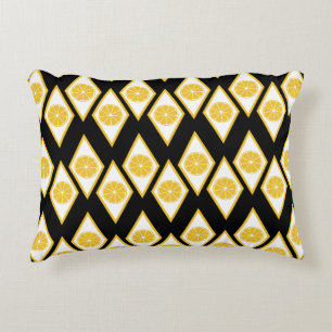 Citrus Slices in Modern Diamond Pattern Decorative Cushion