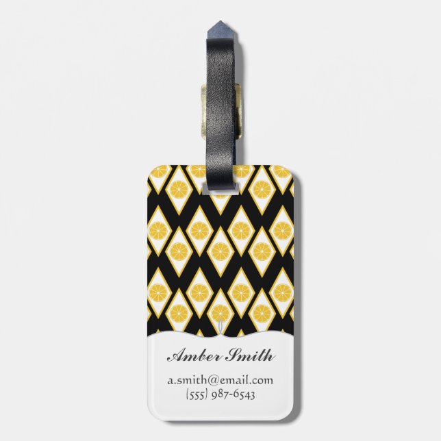 Citrus Slices in Modern Diamond Pattern Luggage Tag (Back Vertical)
