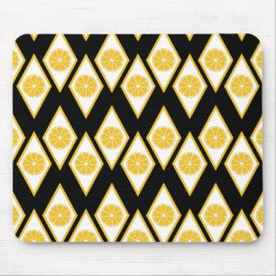 Citrus Slices in Modern Diamond Pattern Mouse Mat