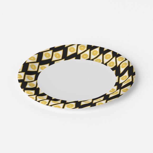 Citrus Slices in Modern Diamond Pattern Paper Plate (Angled)