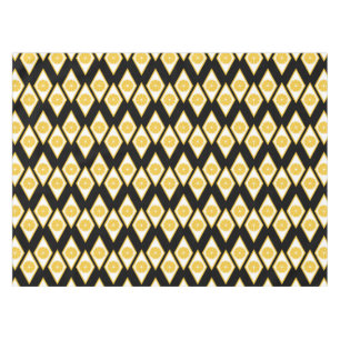 Citrus Slices in Modern Diamond Pattern Tablecloth