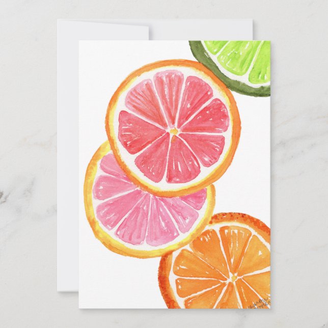 Citrus Slices Watercolor Invitation (Front)