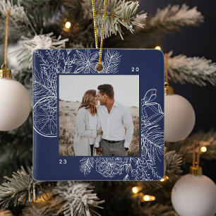 Citrus & Spice Elegant Photo Ceramic Ornament