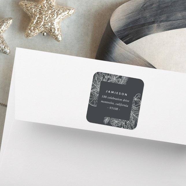 Citrus & Spice | Holiday Return Address Square Sticker (Creator Uploaded)