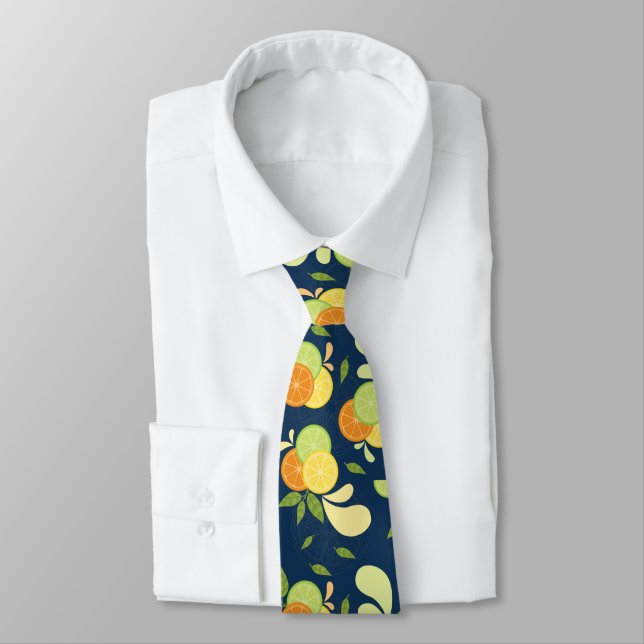 Citrus Splash Illustration Tie (Tied)