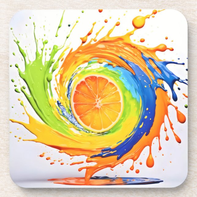 Citrus Splash of Colour Design Coaster (Front)