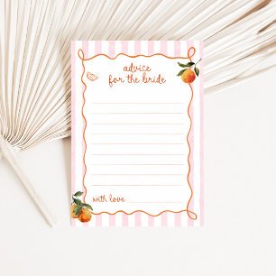Citrus Spritz Pink Stripes Bridal Advice Card