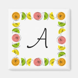 Citrus Square Monogram magnet square