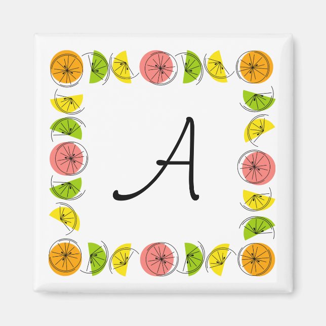 Citrus Square Monogram magnet square (Front)