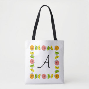 Citrus Square Monogram orange back all over tote Bag