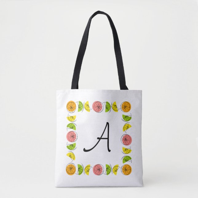 Citrus Square Monogram orange back all over tote Bag (Front)