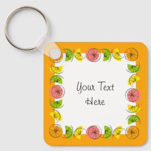 Citrus Square Orange Text aluminium double-sided Key Ring