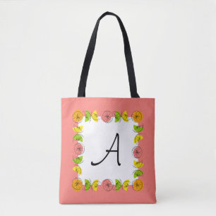 Citrus Square Pink Monogram all over tote