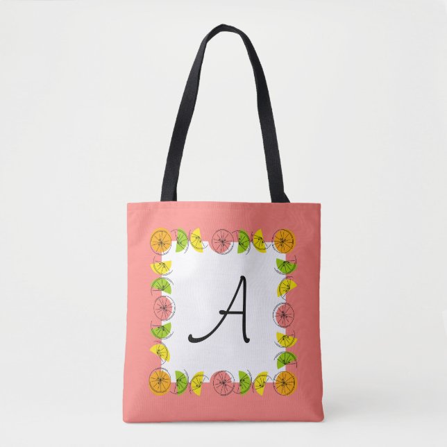 Citrus Square Pink Monogram all over tote (Front)