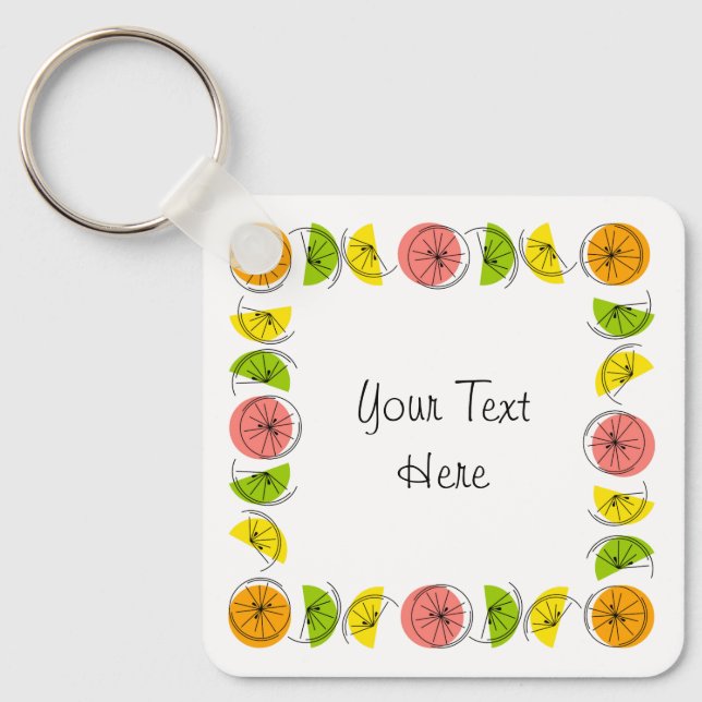 Citrus Square Text aluminium double-sided Key Ring (Front)