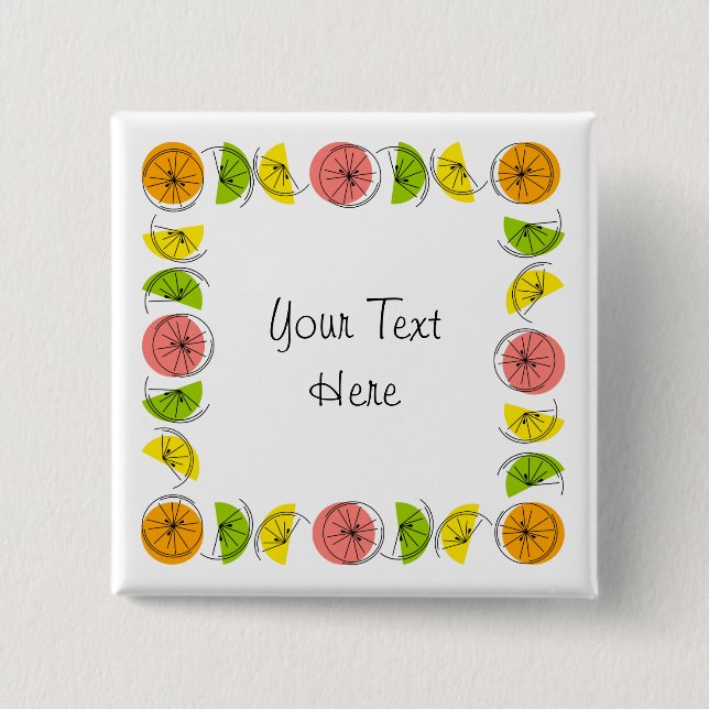 Citrus Square Text button square (Front)