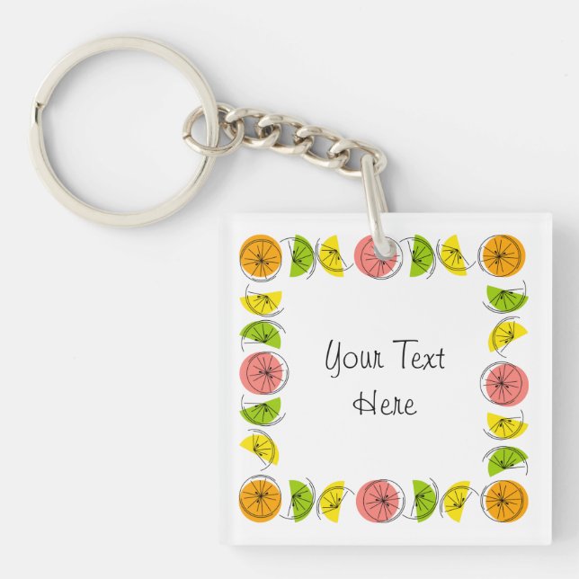 Citrus Square Text square double-sided Key Ring (Front)